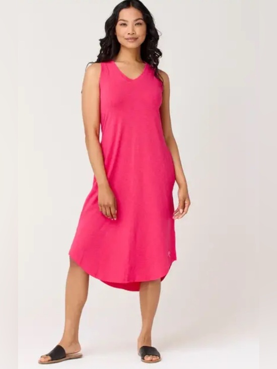 GAP Dresses & Skirts - Gap Women's Solid Pink V-Neck Sleeveless Stretch High-Low Casual Shift Dress L
